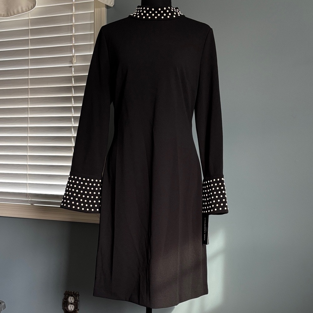 Karl Lagerfeld Black Dress with Pearl Details - Picture 8 of 12